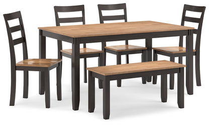 Gesthaven Dining Table with 4 Chairs and Bench (Set of 6)