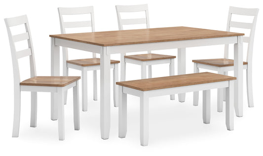 Gesthaven Dining Table with 4 Chairs and Bench (Set of 6)