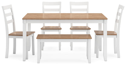 Gesthaven Dining Table with 4 Chairs and Bench (Set of 6)