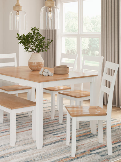 Gesthaven Dining Table with 4 Chairs and Bench (Set of 6)