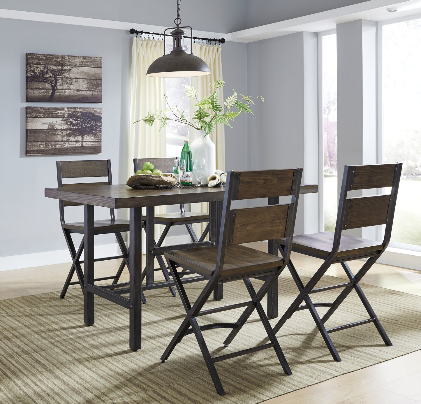 Kavara Counter Height Dining Table with 4 Barstools