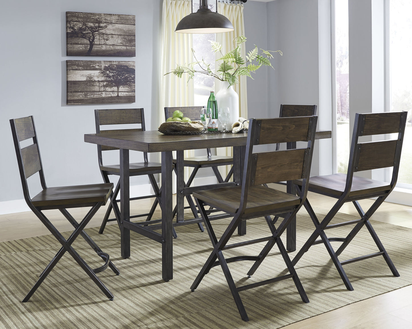 Kavara Counter Height Dining Table with 4 Barstools