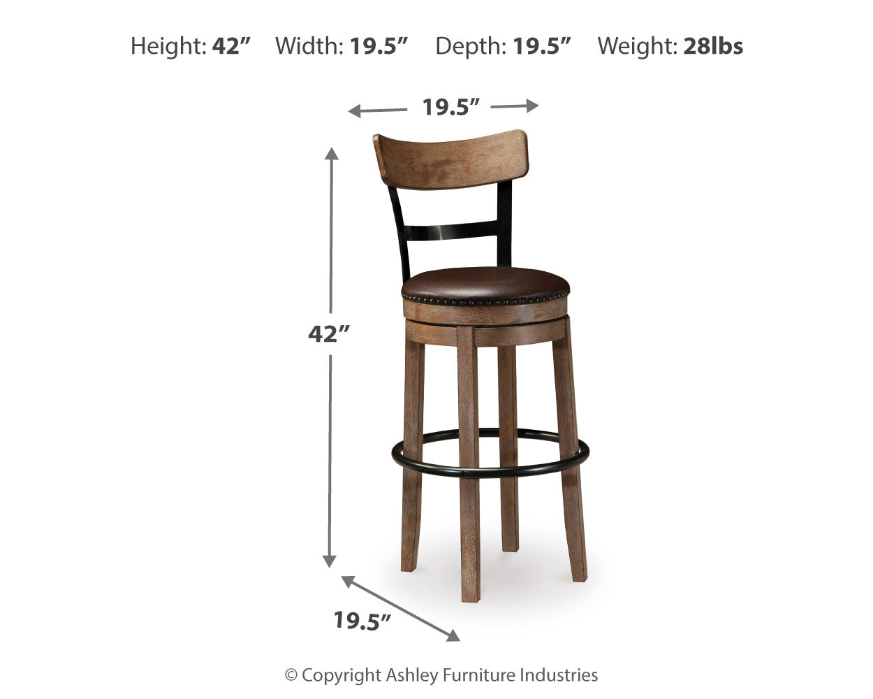 Pinnadel Bar Height Bar Stool (Set of 2)