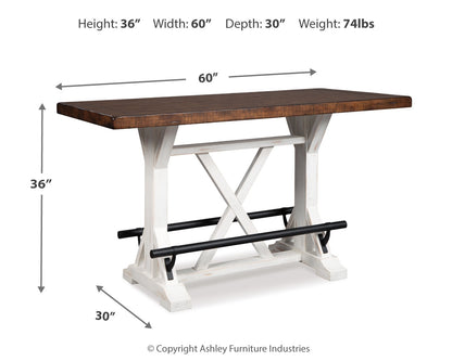 Valebeck Counter Height Dining Table, 4 Barstools and Server