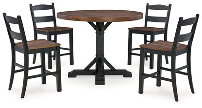 Valebeck Counter Height Dining Table and 4 Barstools