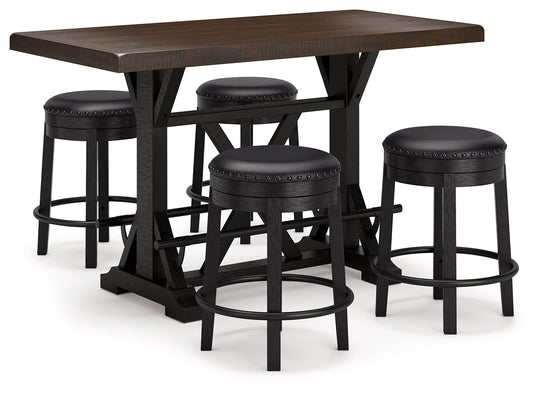 Valebeck Counter Height Dining Table and 4 Barstools