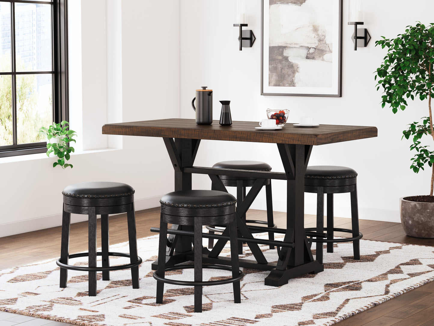 Valebeck Counter Height Dining Table and 4 Barstools