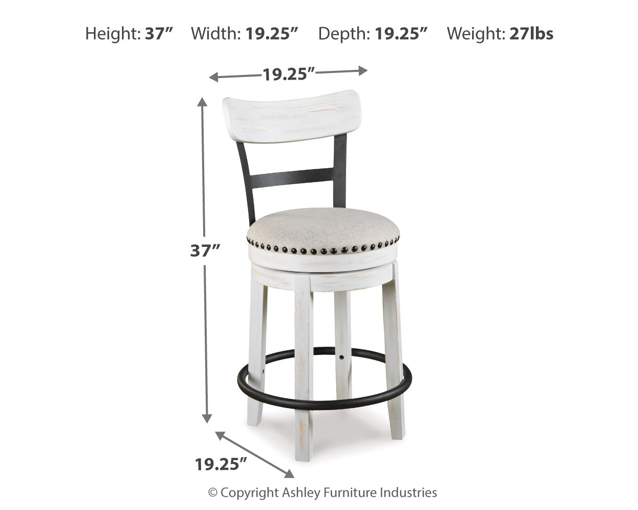 Valebeck Counter Height Dining Table, 4 Barstools and Server