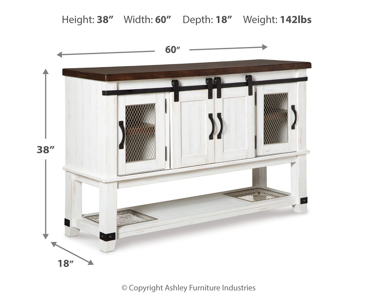 Valebeck Counter Height Dining Table, 4 Barstools and Server