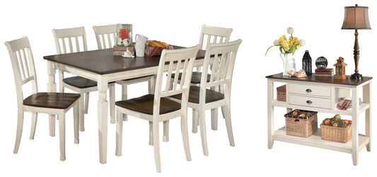 Whitesburg Dining Table and 6 Chairs with Server