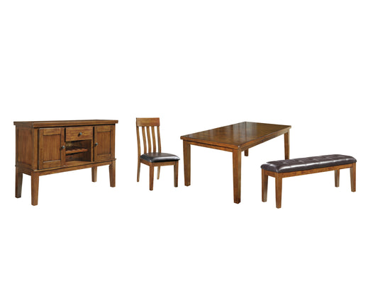 Ralene Dining Table with 4 Chairs, Bench and Server