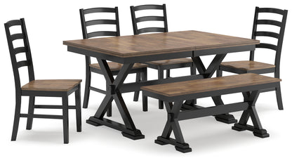 Wildenauer Dining Table, 4 Chairs and Bench