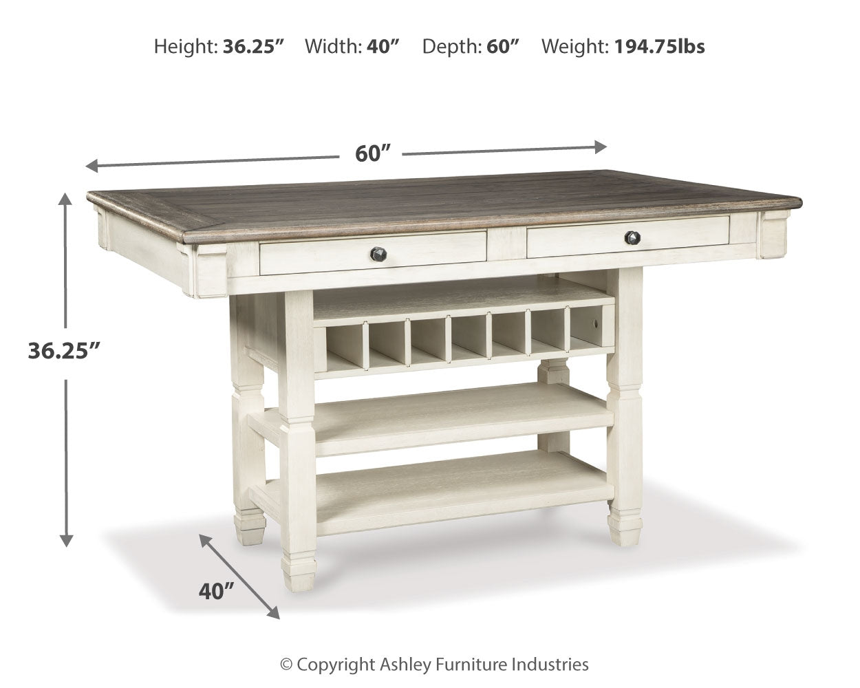 Bolanburg Counter Height Dining Table and 4 Barstools