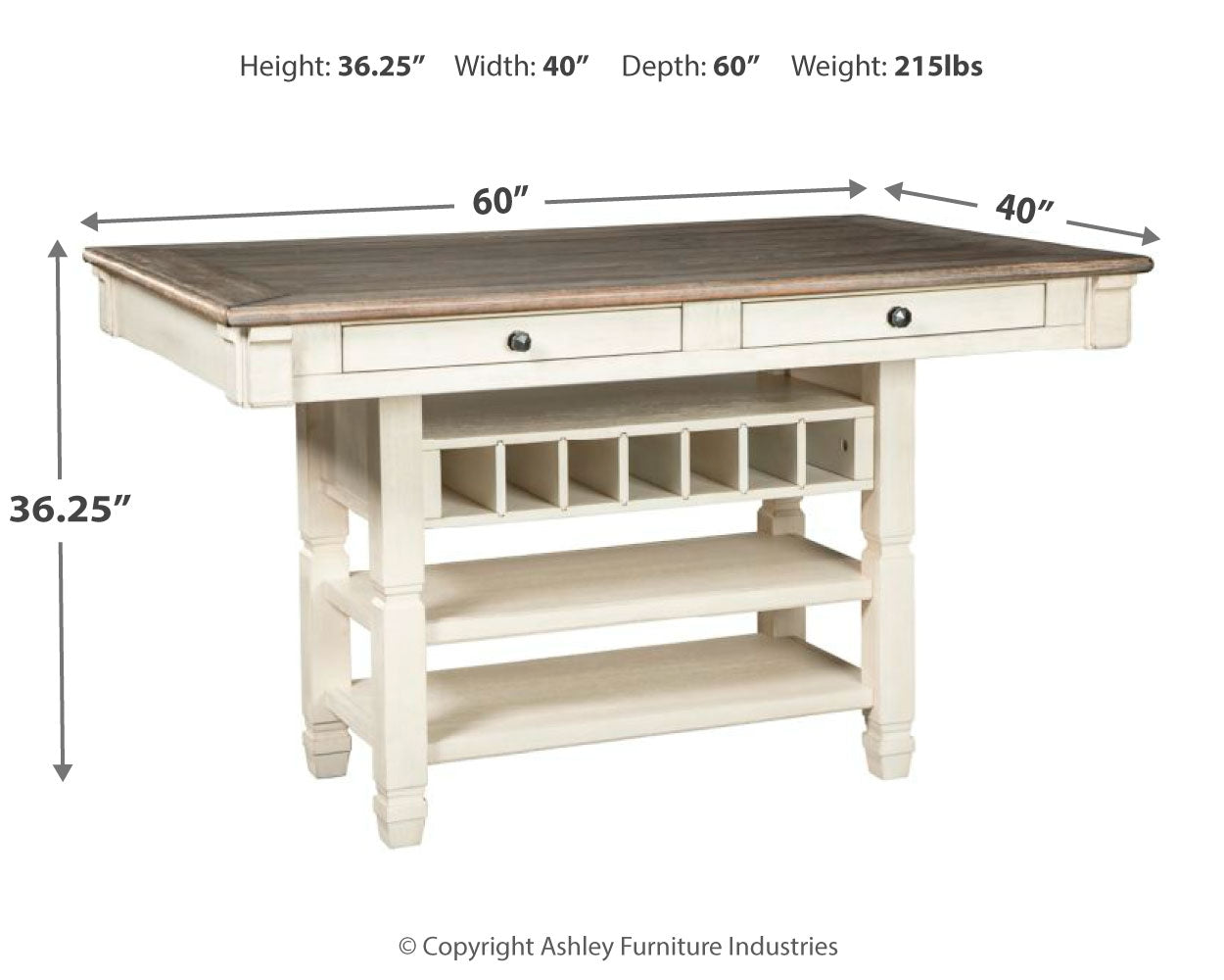 Bolanburg Counter Height Dining Table and 4 Barstools with Display Cabinet