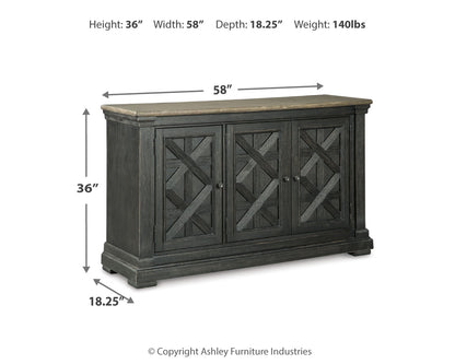 Tyler Creek Counter Height Table with 4 Barstools, Server and Display Cabinet