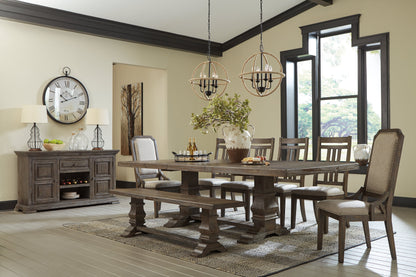 Wyndahl Dining Table with 6 Chairs and Bench