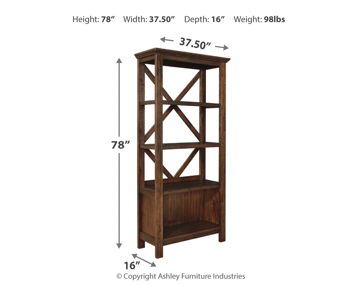 Baldridge 75" Bookcase