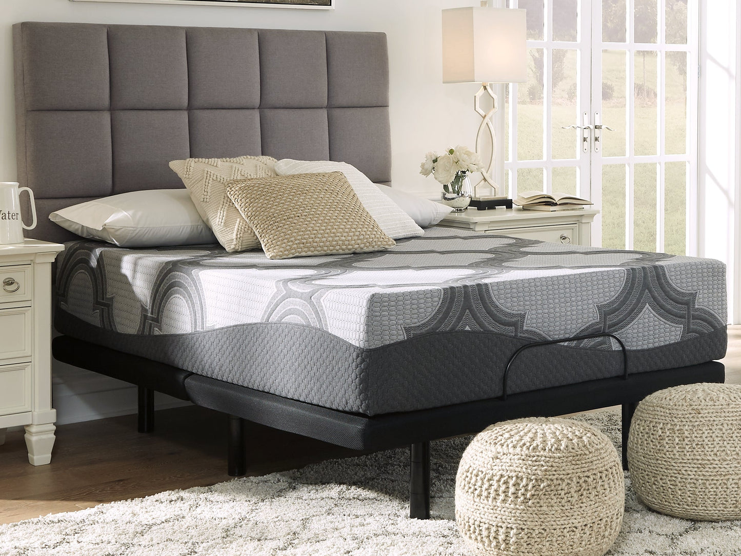 12 Inch Ashley Hybrid King Adjustable Base and Mattress