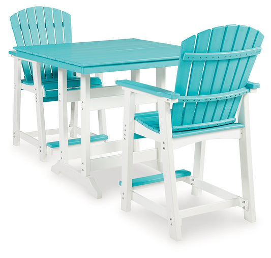 Eisely Outdoor Counter Height Dining Table with 2 Barstools