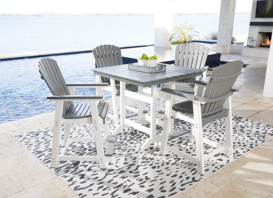 Transville Outdoor Counter Height Dining Table with 4 Barstools