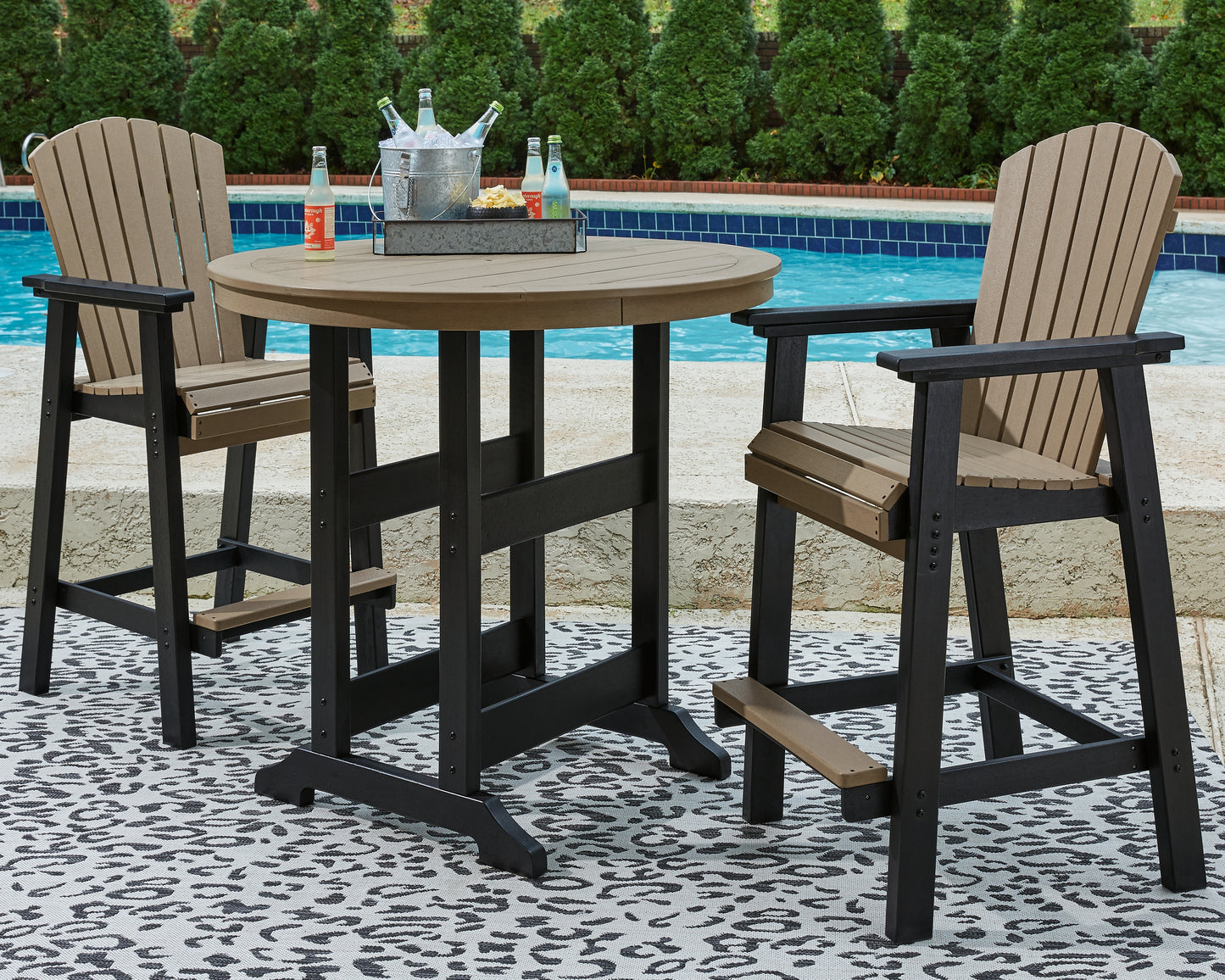 Fairen Trail Outdoor Counter Height Dining Table with 2 Barstools