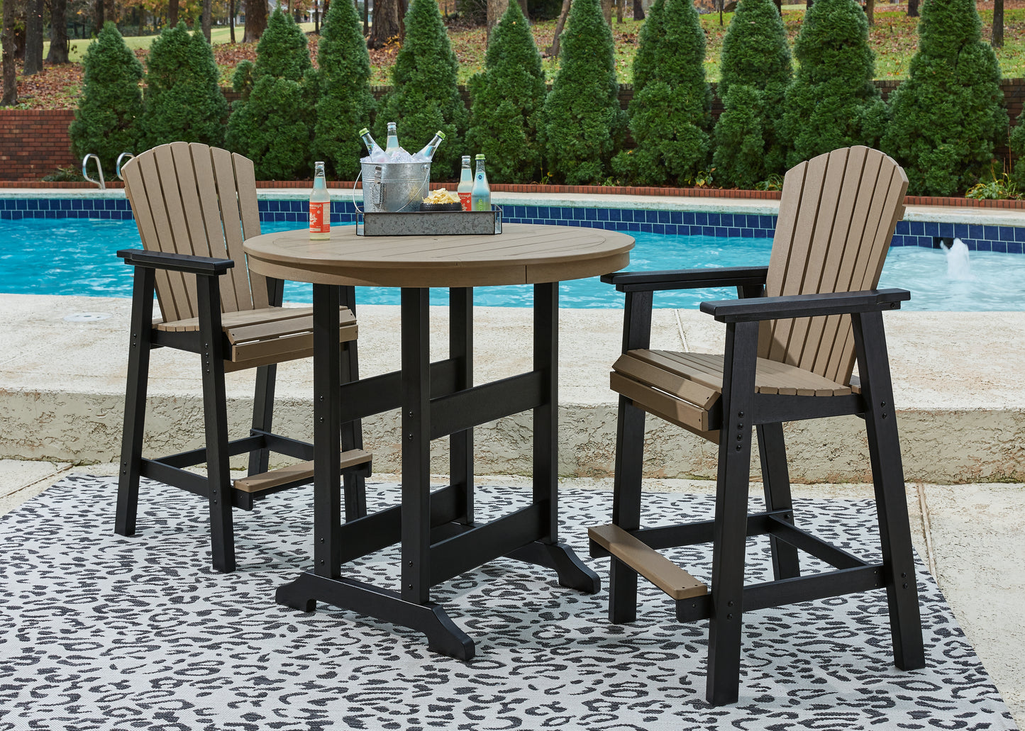 Fairen Trail Outdoor Counter Height Dining Table with 2 Barstools