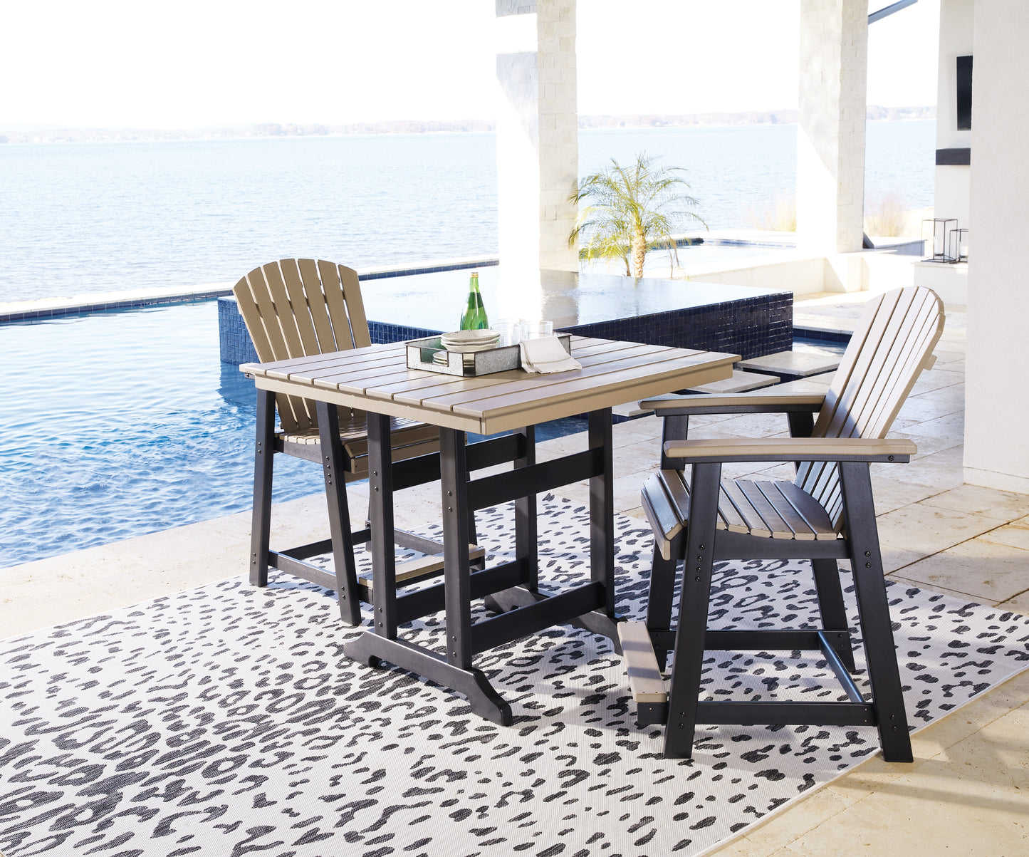 Fairen Trail Outdoor Counter Height Dining Table with 2 Barstools