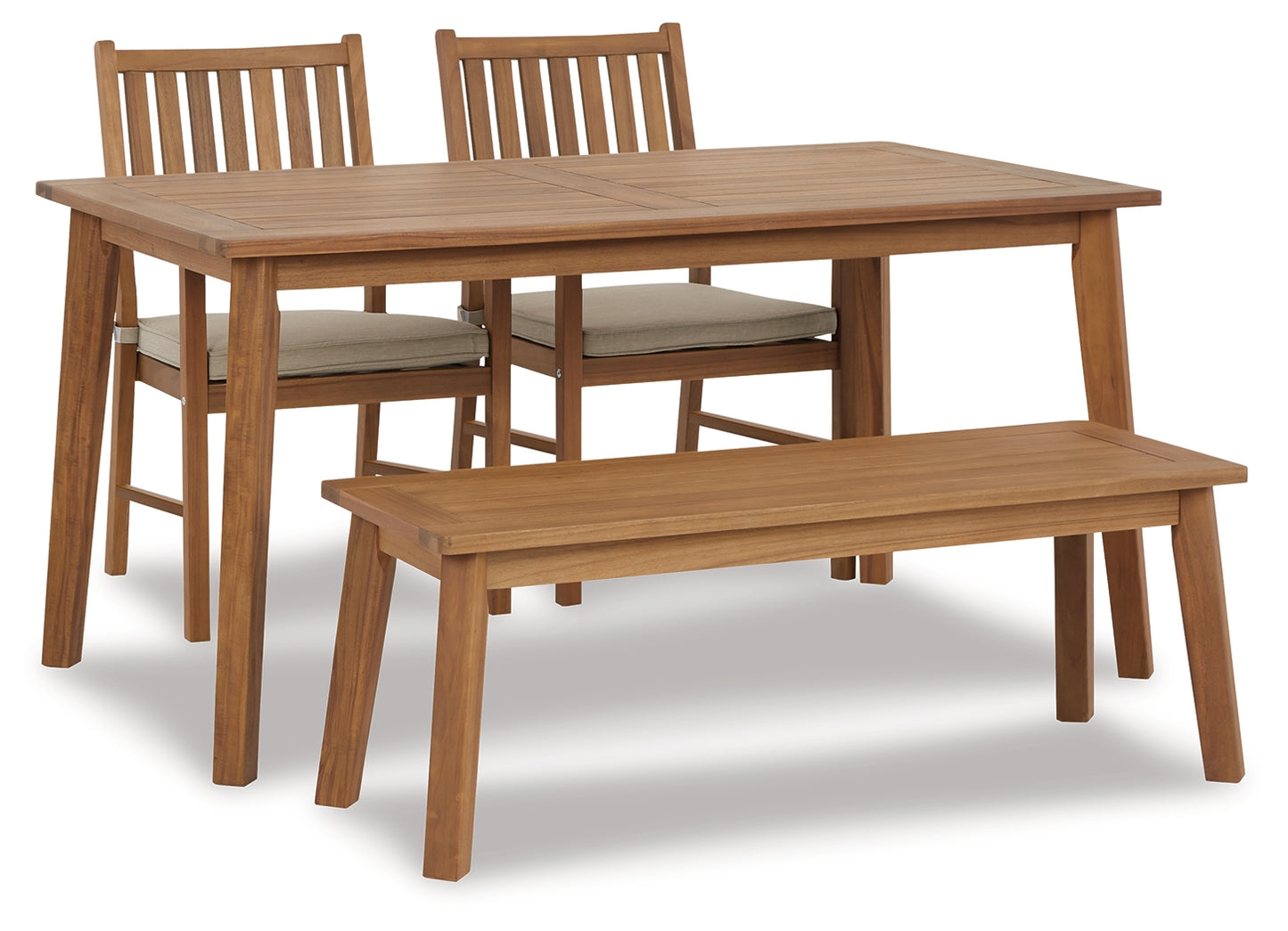 Janiyah Outdoor Dining Table with 2 Chairs and Bench