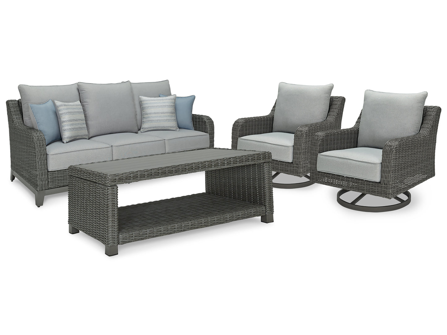 Elite Park Outdoor Sofa, 2 Lounge Chairs and Coffee Table