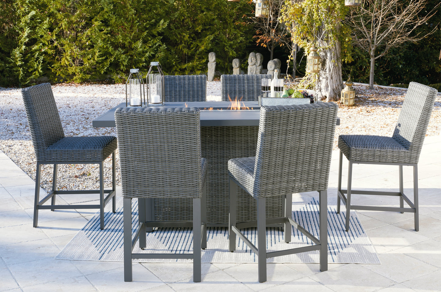 Palazzo Outdoor Counter Height Dining Table with 6 Barstools