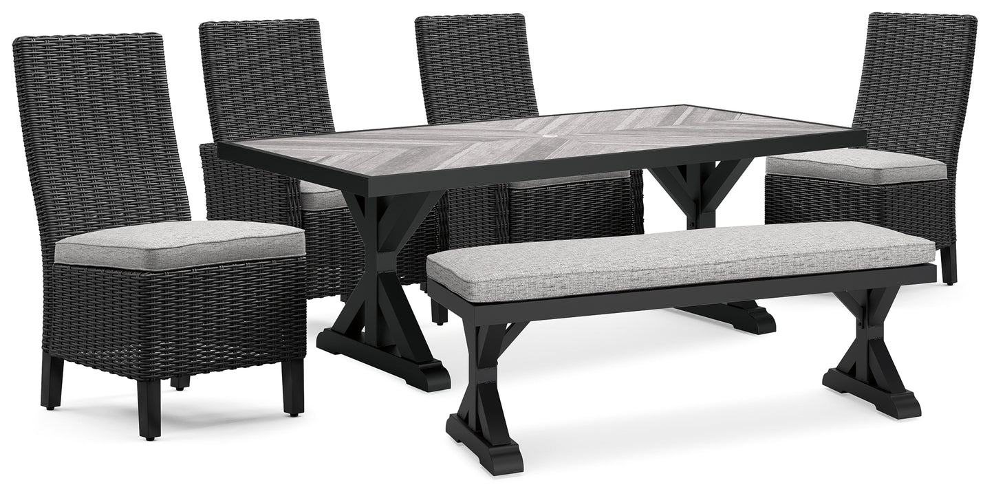 Beachcroft Outdoor Dining Table, 4 Chairs and Bench