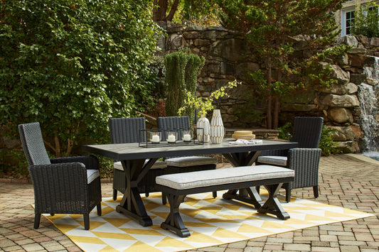 Beachcroft Outdoor Dining Table, 4 Chairs and Bench