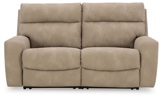Next-Gen Durapella - 2-Piece Power Reclining Sectional Loveseat - Sand - Faux Leather