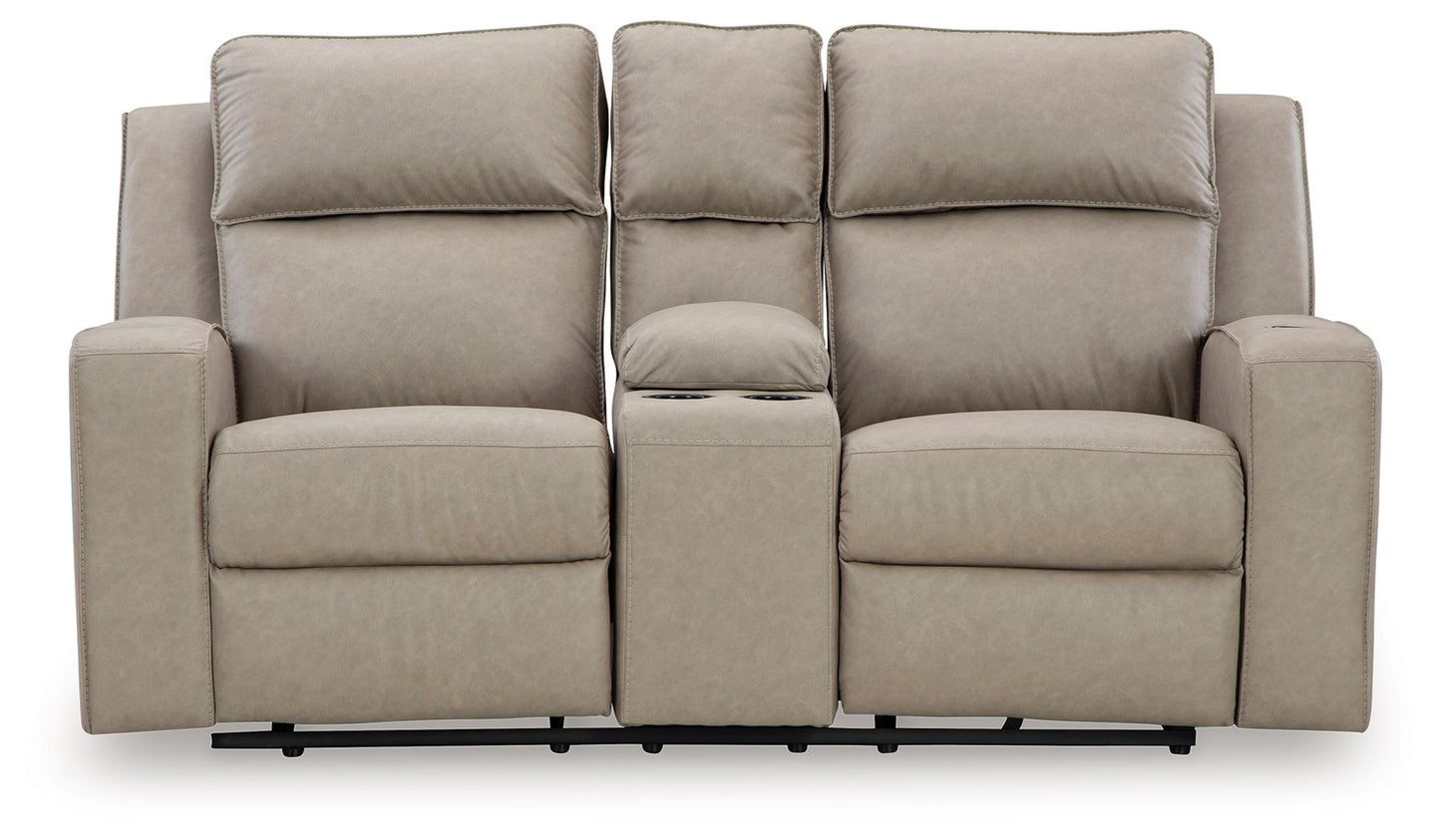 Lavenhorne - Dbl Reclining Loveseat W/Console - Faux Leather - Pebble
