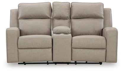 Lavenhorne - Dbl Reclining Loveseat W/Console - Faux Leather - Pebble