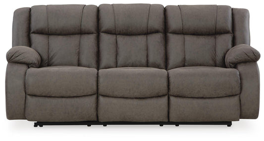 First Base - Reclining Sofa - Gunmetal - Faux Leather