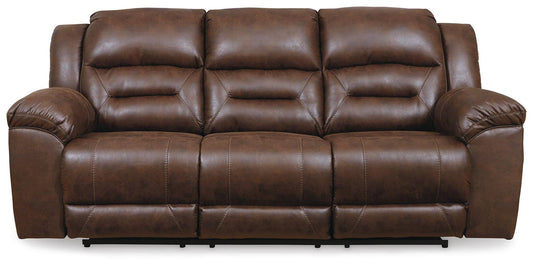Stoneland - Reclining Power Sofa - Chocolate - Faux Leather
