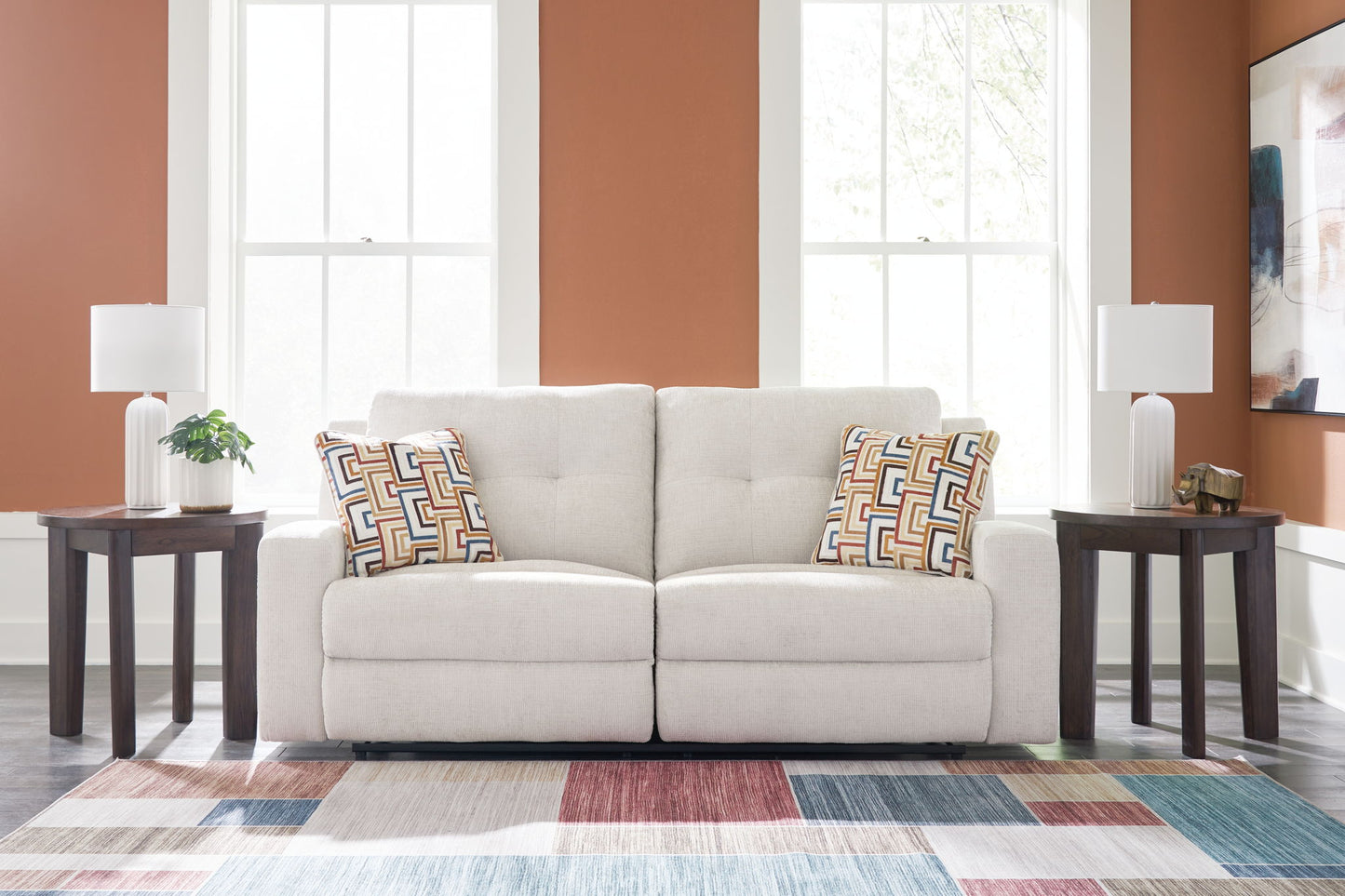 Danum - 2 Seat Reclining Sofa - Fabric - Stone