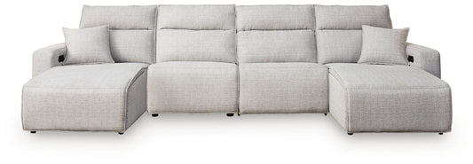 Modmax II - 4-Piece Power Reclining Sectional With Double Chaise - Stone - Next-Gen Nuvella