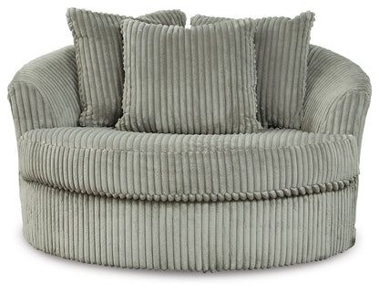 Lindyn - Oversized Swivel Accent Chair - Fabric - Fog