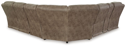 Ravenel - 4-Piece Power Reclining Sectional With Laf Power Reclining Loveseat With Console - Faux Leather - Fossil