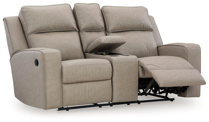 Lavenhorne - Dbl Reclining Loveseat W/Console - Faux Leather - Pebble