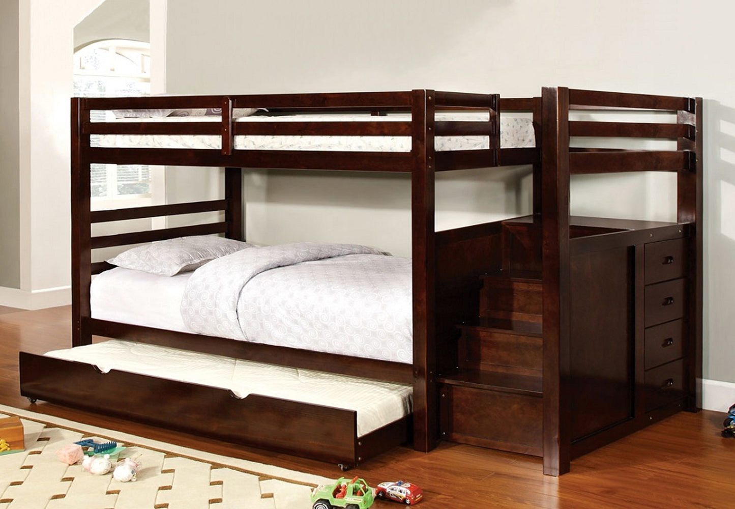 B-118  Single Over Single  Staircase Bunk Bed - mrfurnitureandmattress