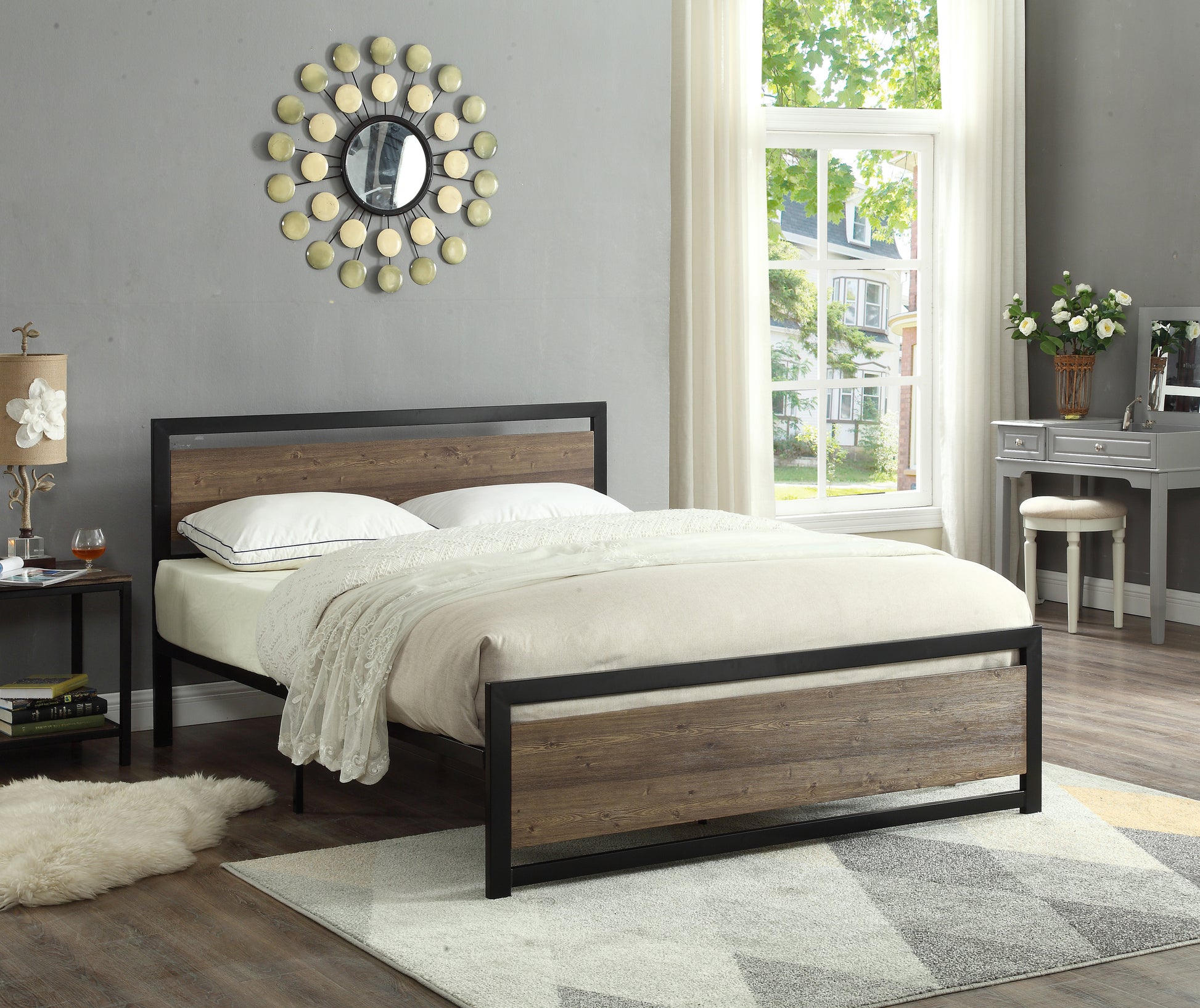 IF-5260 single platform bed with black steel frame - mrfurnitureandmattress