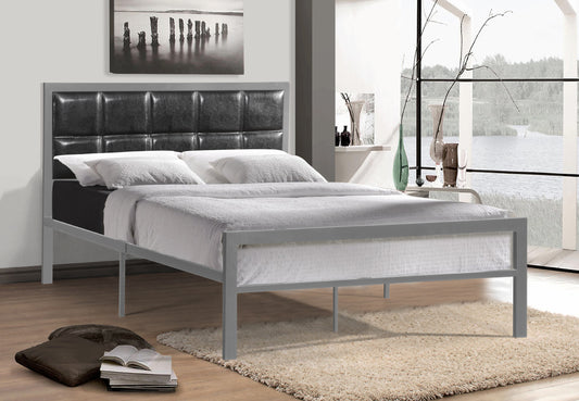 IF-5302 double platform bed with METAL padded BLACK headboard - mrfurnitureandmattress