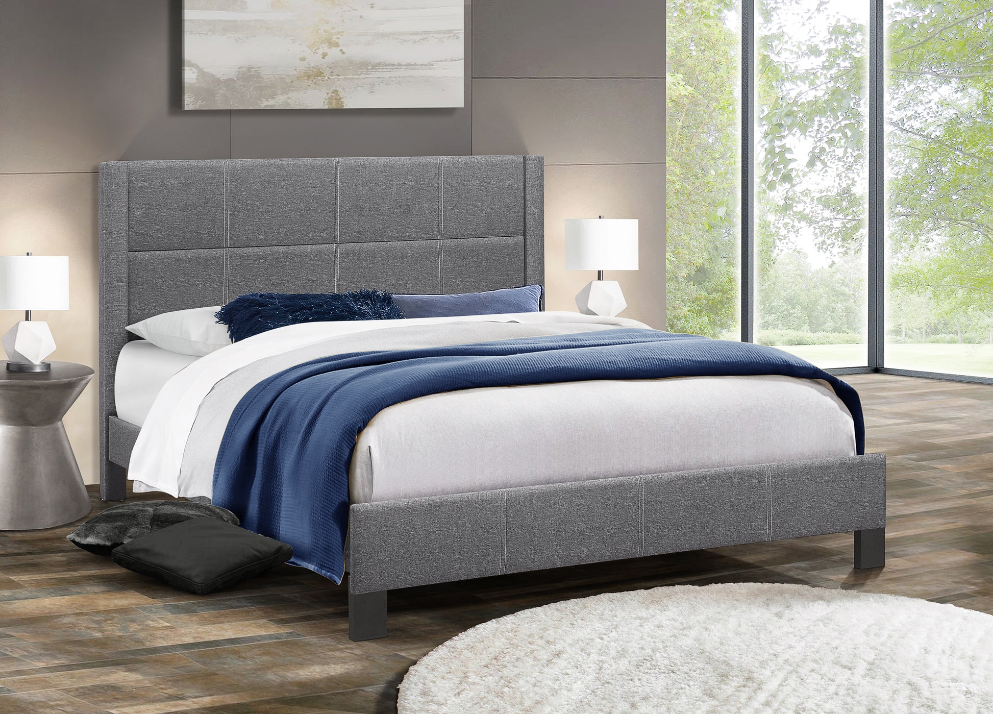 IF-5355 Platform bed with contrast stitching - mrfurnitureandmattress