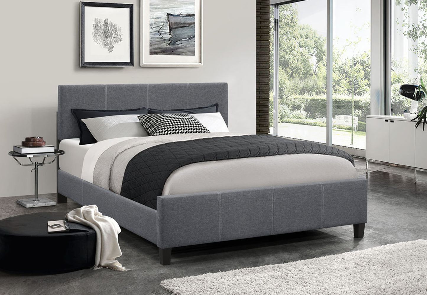 IF-5430 platform bed with adjustable height headboard - mrfurnitureandmattress