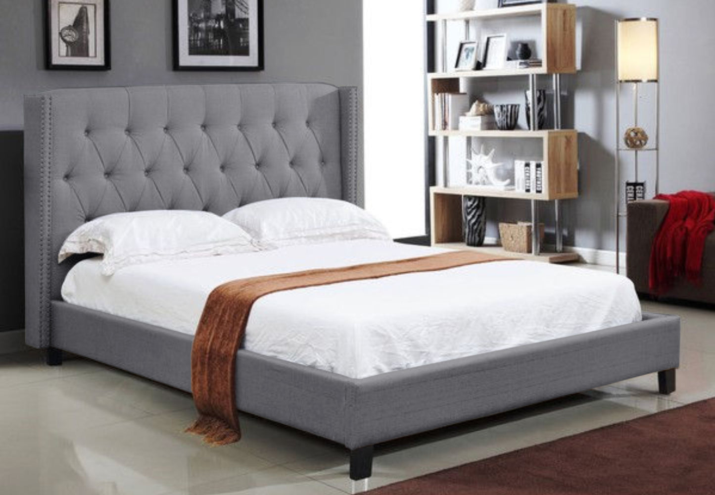 IF-5801 Platform bed with nail head details - mrfurnitureandmattress